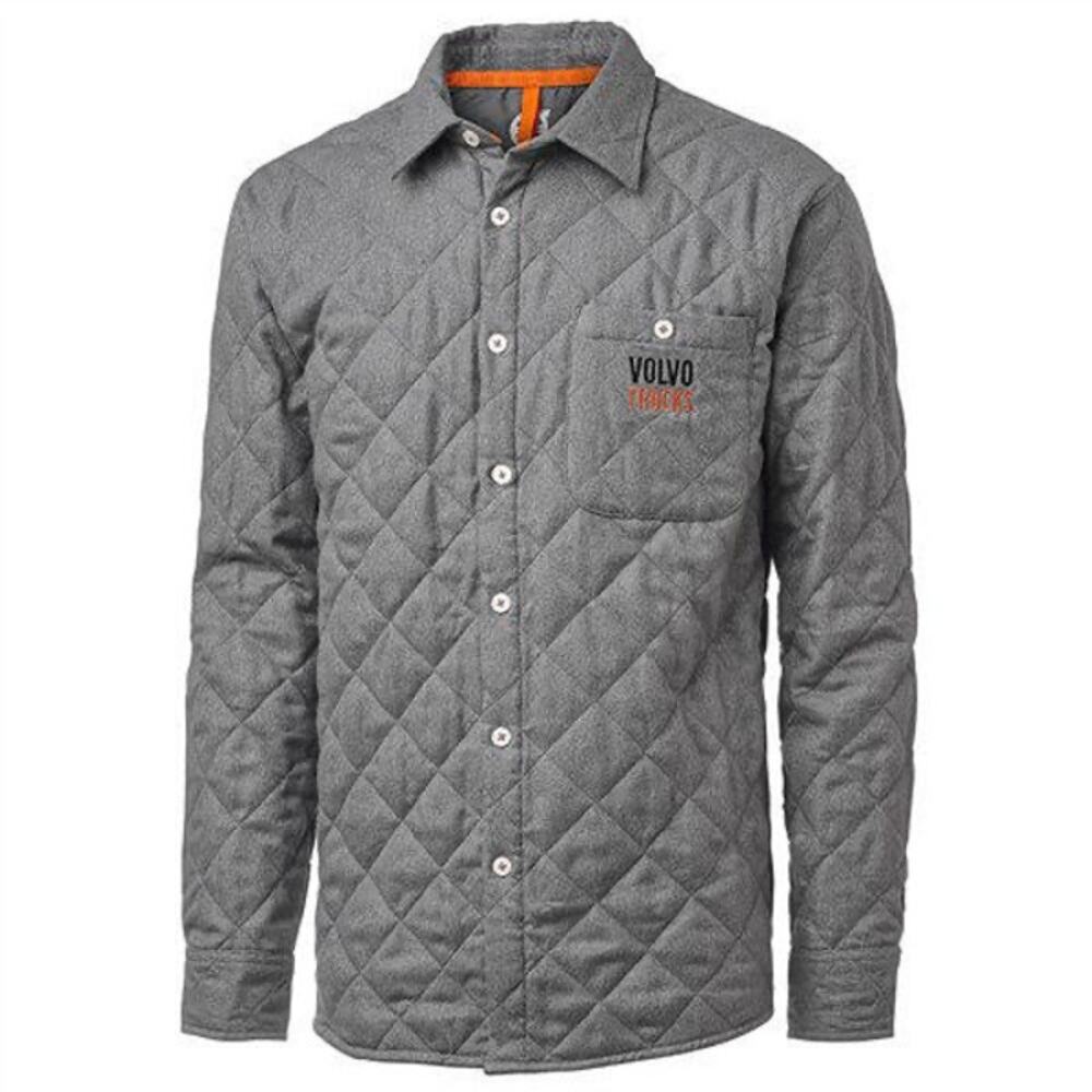 Volvo Trucks Driver Life Gray Quilted Collared Button Up Jacket Men’s Size 2XL